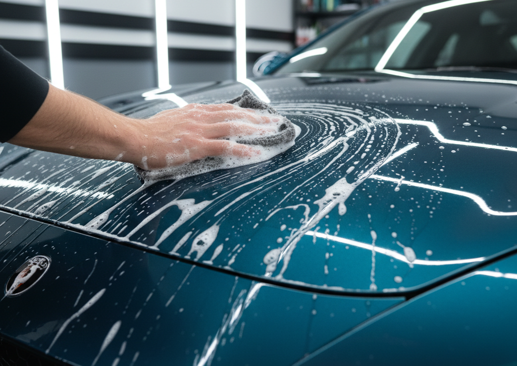 Close-up comparison showing hydrophobic water beading on ceramic coating vs unprotected car paint in Canberra.