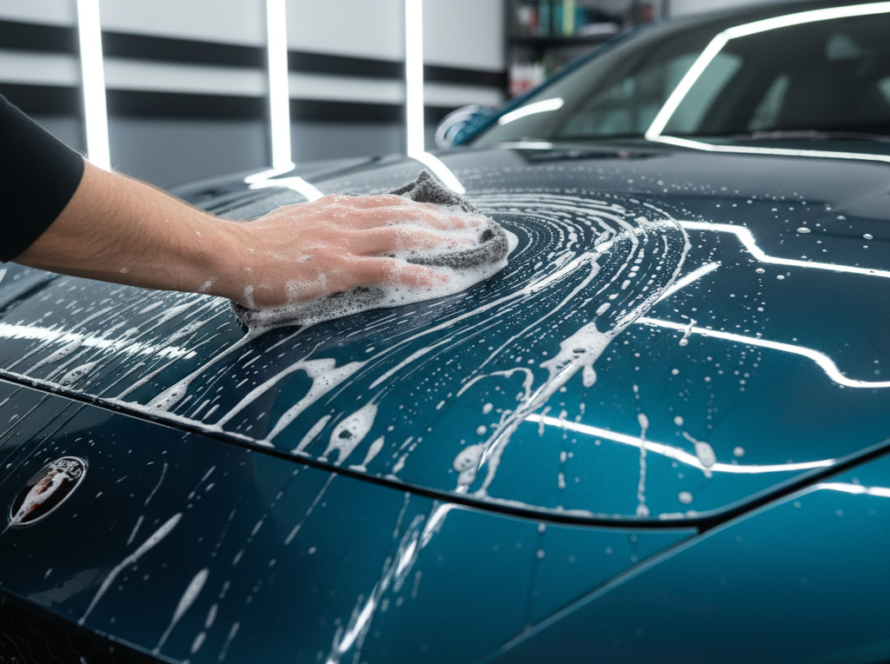Close-up comparison showing hydrophobic water beading on ceramic coating vs unprotected car paint in Canberra.